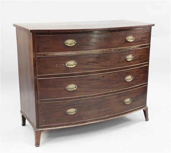 A Regency mahogany bowfront chest, W.3ft 8in.